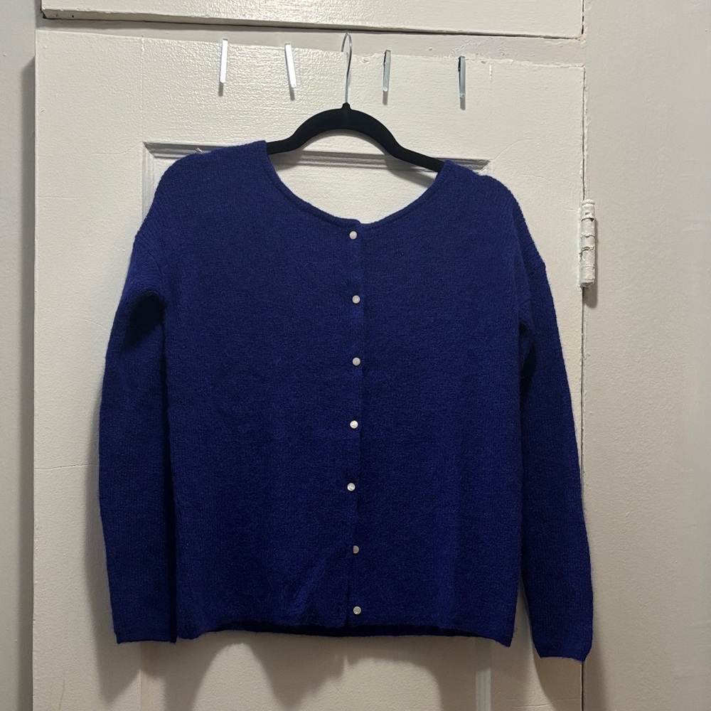 Sézane Royal Blue Button-Up Cardigan